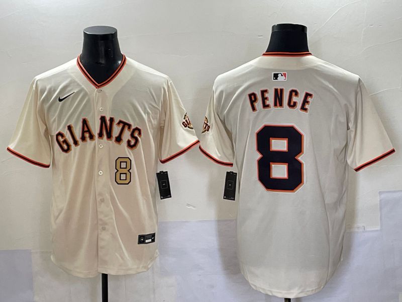 Men 2025 San Francisco Giants 8 Pence Cream Game Nike MLB Jersey style 3